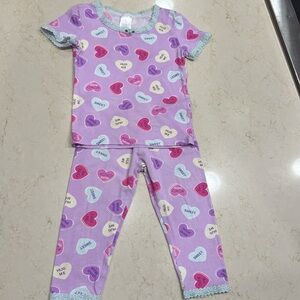 Esme - Valentine’s Day Hearts S/S Top & Crop Pants - Size: 2T